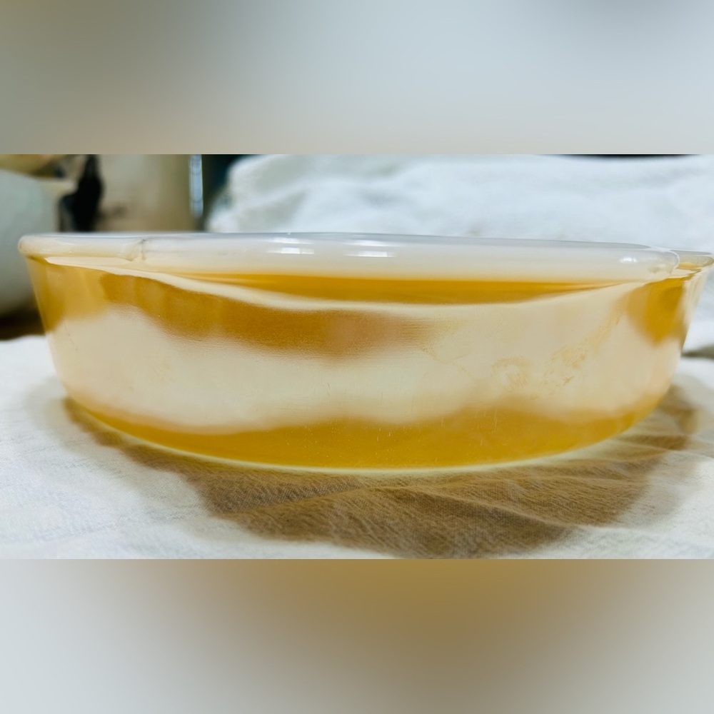 Vintage Fire King peach lusterware #450 baking dish.  Mint condition, vibrant.